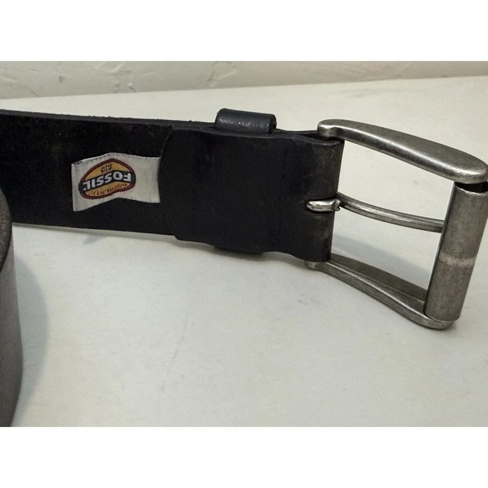 Fossil Vintage Men's Black Leather Belt Size 34